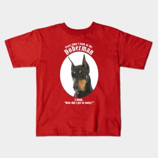 Lucky Doberman Kids T-Shirt